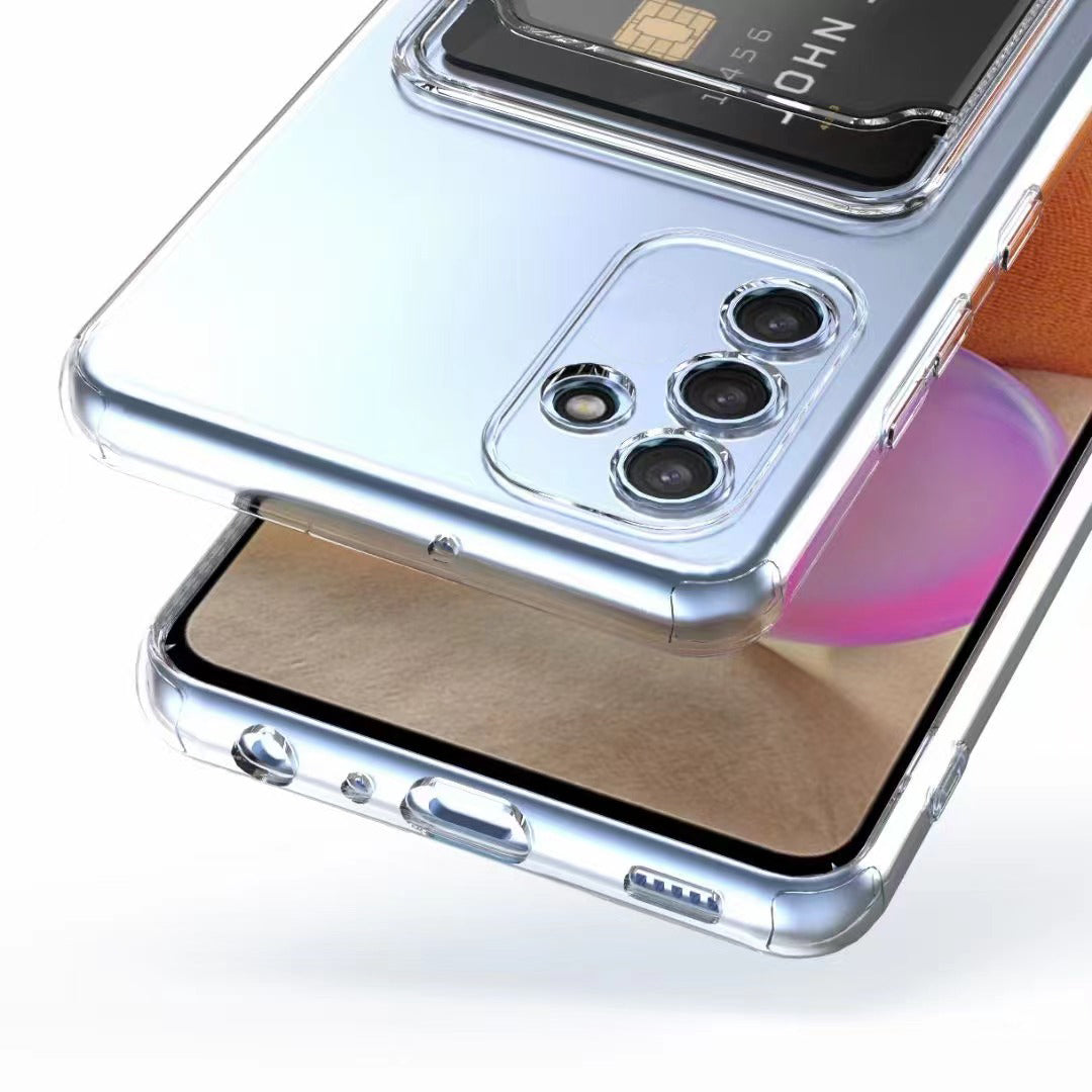 Galaxy A14 Kılıf Kartlıklı Şeffaf Zore Setra Clear Silikon Kapak Renksiz