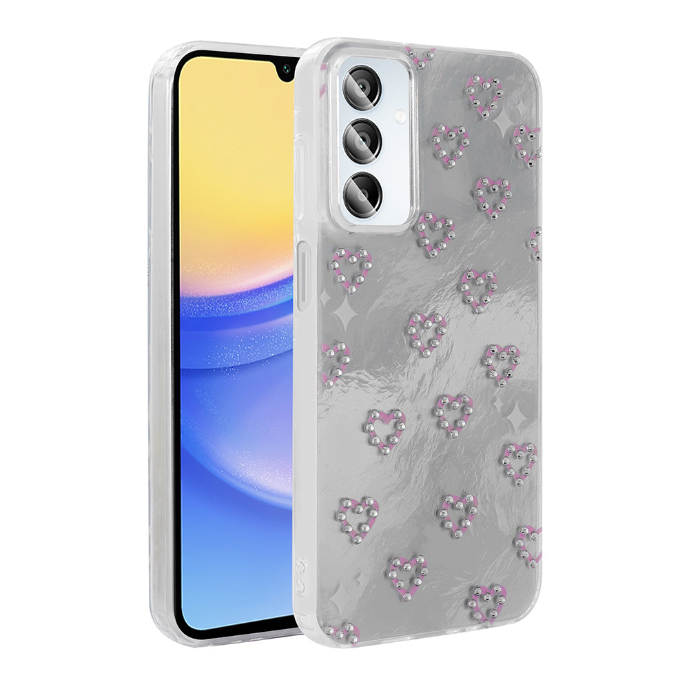 Galaxy A15 Kılıf Kamera Korumalı Figürlü Zore Ponti Silikon Kapak Açık Pembe