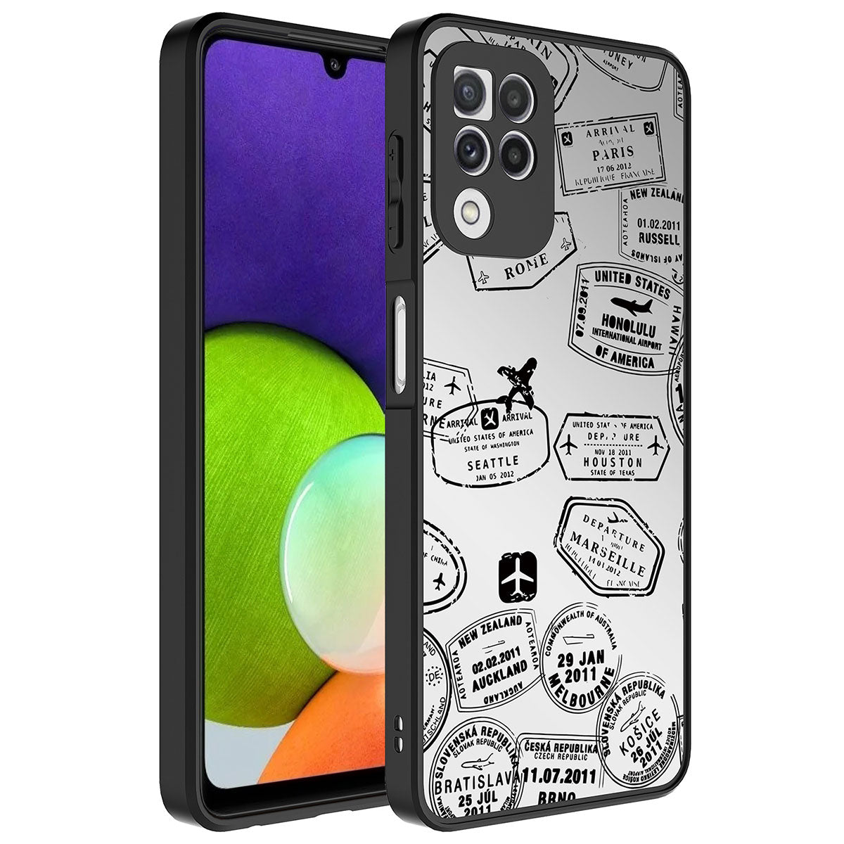 Galaxy A22 4G Kılıf Aynalı Desenli Kamera Korumalı Parlak Zore Mirror Kapak Ayna