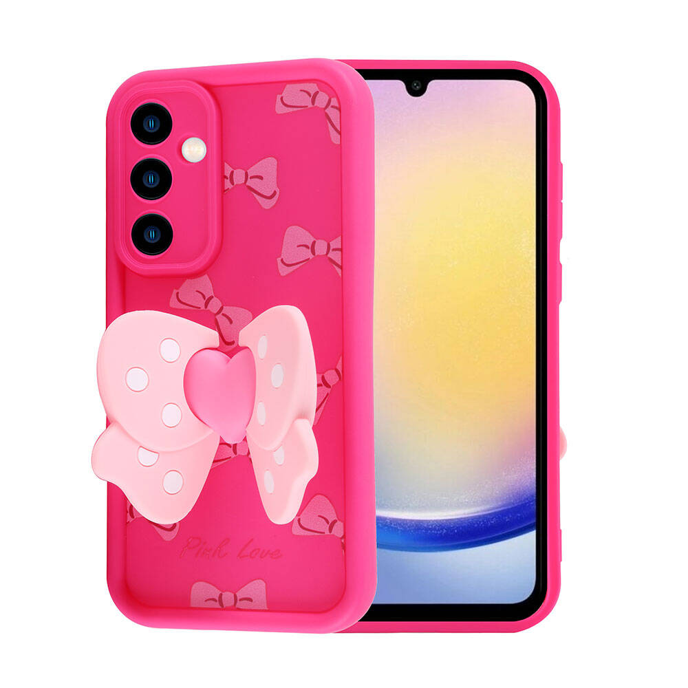 Galaxy A25 Kılıf Kamera Korumalı Figür Tasarımlı Zore Kapya Kapak Pembe Koyu