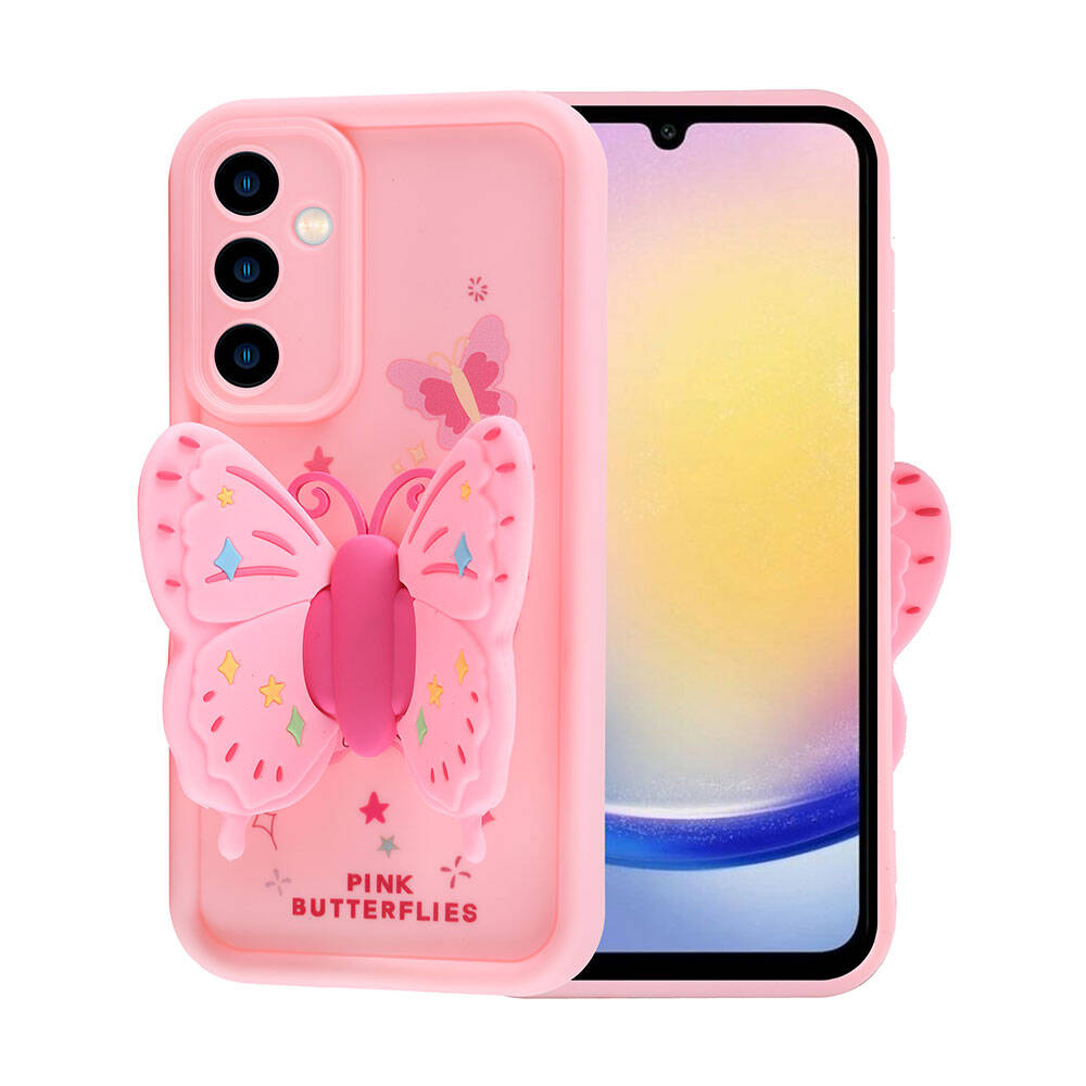 Galaxy A25 Kılıf Kamera Korumalı Figür Tasarımlı Zore Kapya Kapak Pembe Koyu