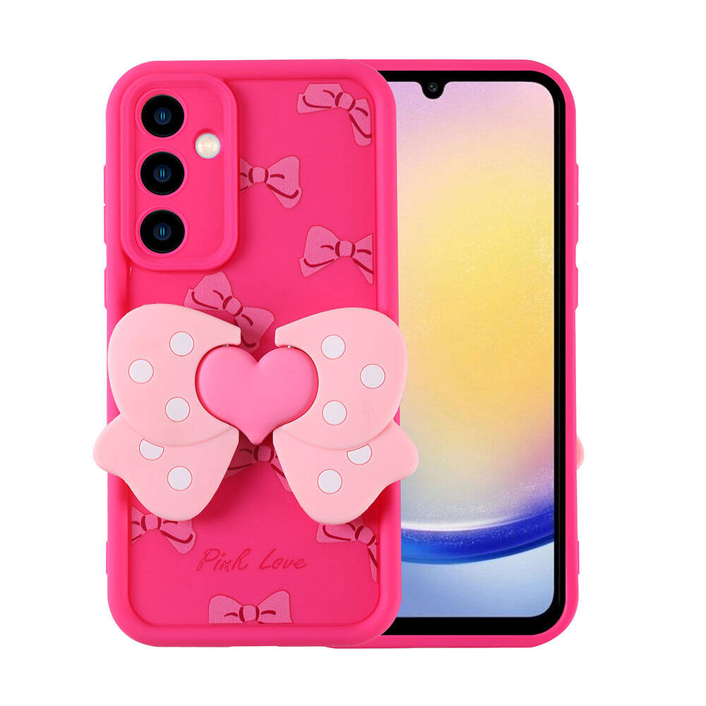 Galaxy A25 Kılıf Kamera Korumalı Figür Tasarımlı Zore Kapya Kapak Pembe Açık