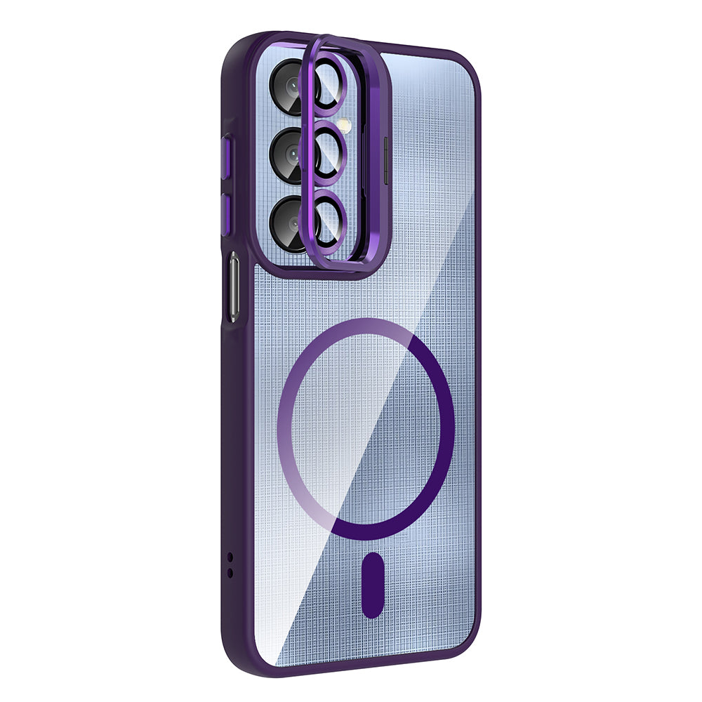 Galaxy A26 Kılıf Standlı ve Kamera Lens Hediyeli M-Safe Şarj Özellikli Zore Etro Kapak Pembe