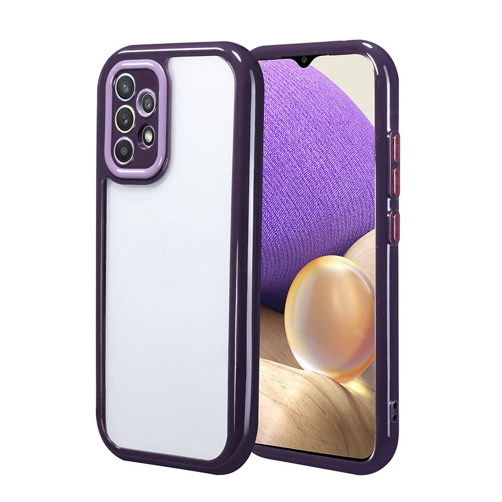 Galaxy A32 4G Kılıf Kamera Korumalı Renkli Kenar ve Çerçeve Tasarımlı Zore Vitamin Kapak Yeşil
