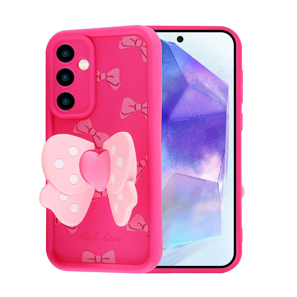 Galaxy A35 Kılıf Kamera Korumalı Figür Tasarımlı Zore Kapya Kapak Pembe Koyu
