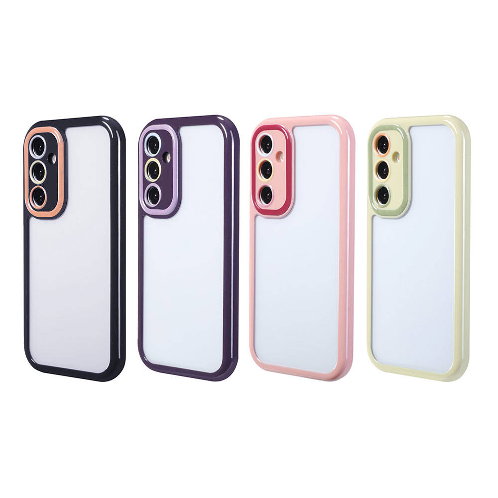 Galaxy A35 Kılıf Kamera Korumalı Renkli Kenar ve Çerçeve Tasarımlı Zore Vitamin Kapak Mürdüm