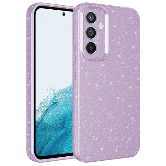 Galaxy A54 Kılıf Kamera Korumalı Simli Lüks Zore Koton Kapak Lila