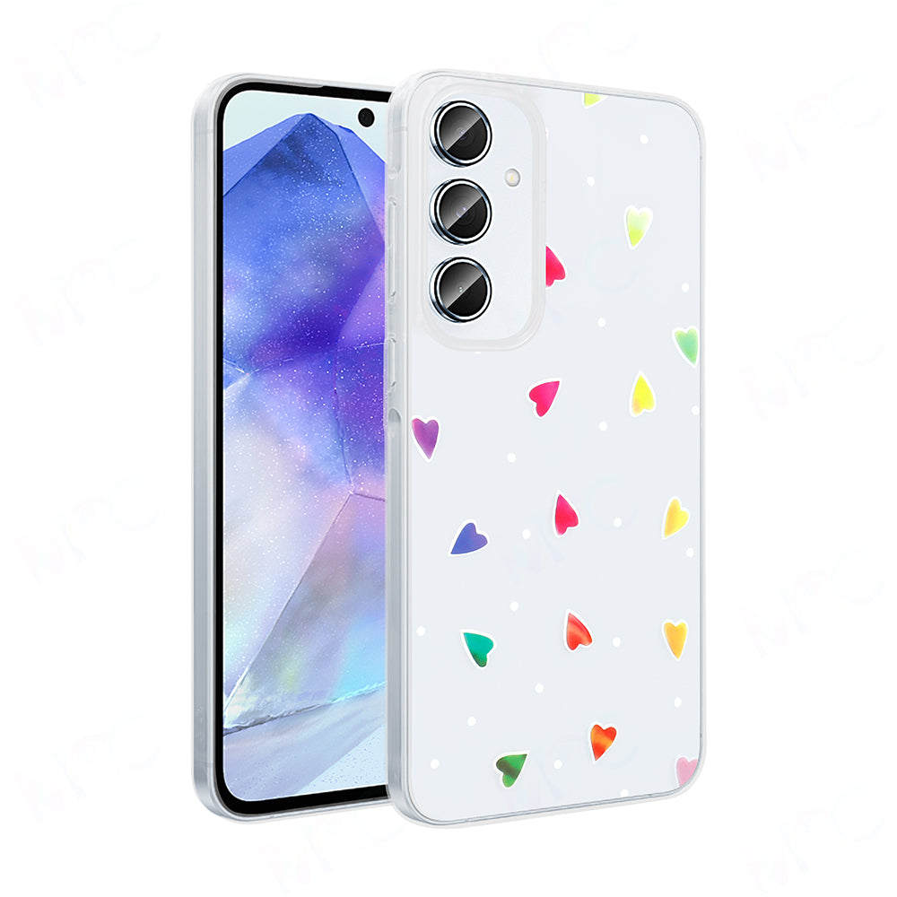 Galaxy A55 Kılıf Şeffaf Figürlü Zore Folk Sert Kapak Çilek