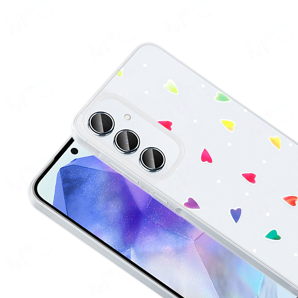 Galaxy A55 Kılıf Şeffaf Figürlü Zore Folk Sert Kapak Çilek