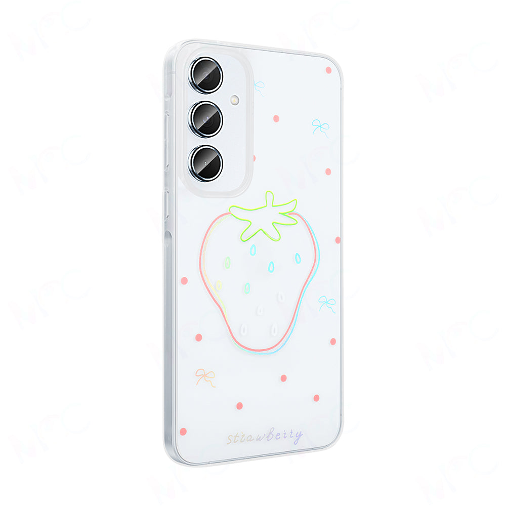 Galaxy A55 Kılıf Şeffaf Figürlü Zore Folk Sert Kapak Çilek