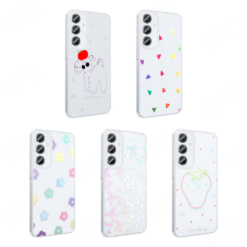 Galaxy A55 Kılıf Şeffaf Figürlü Zore Folk Sert Kapak Çilek