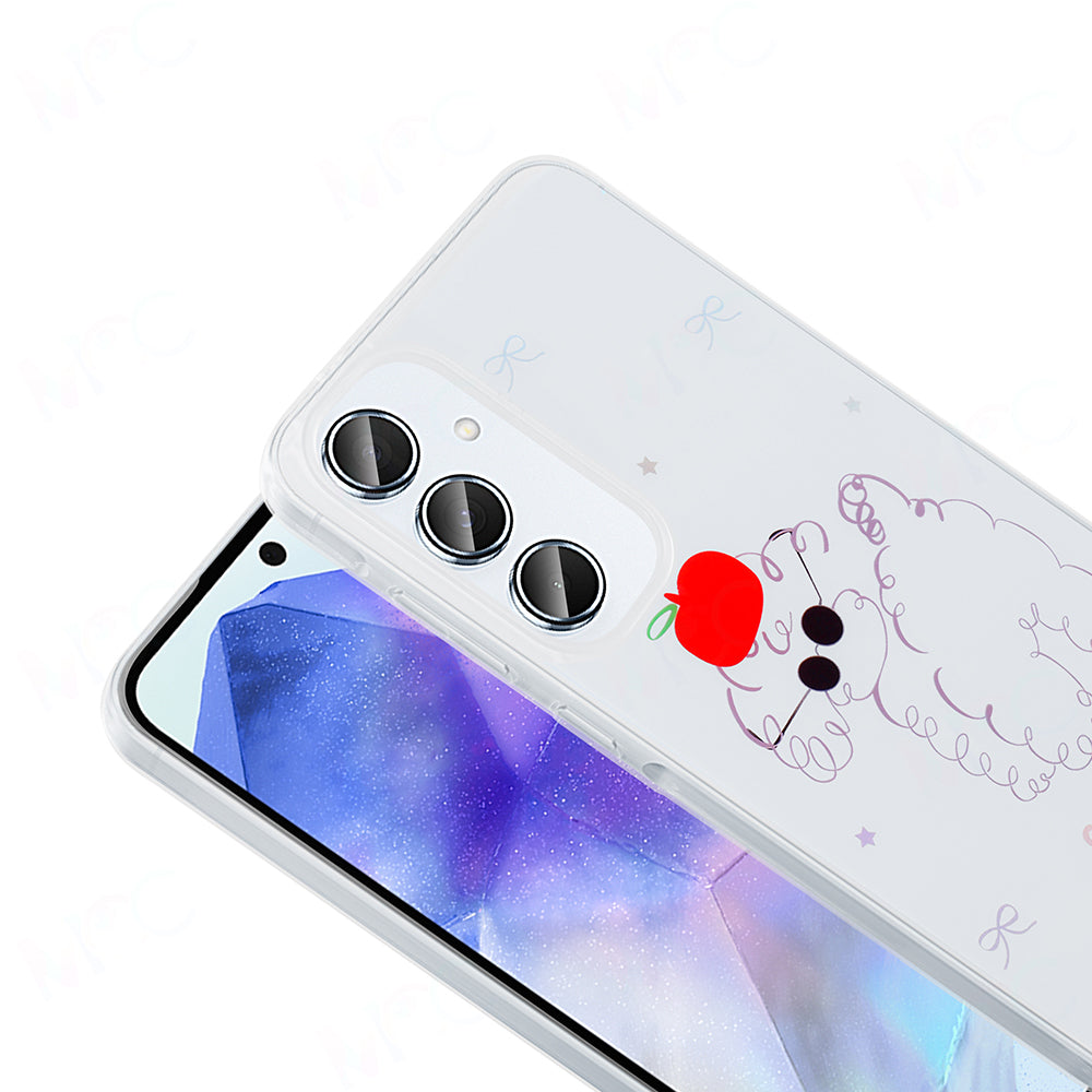 Galaxy A55 Kılıf Şeffaf Figürlü Zore Folk Sert Kapak Çilek