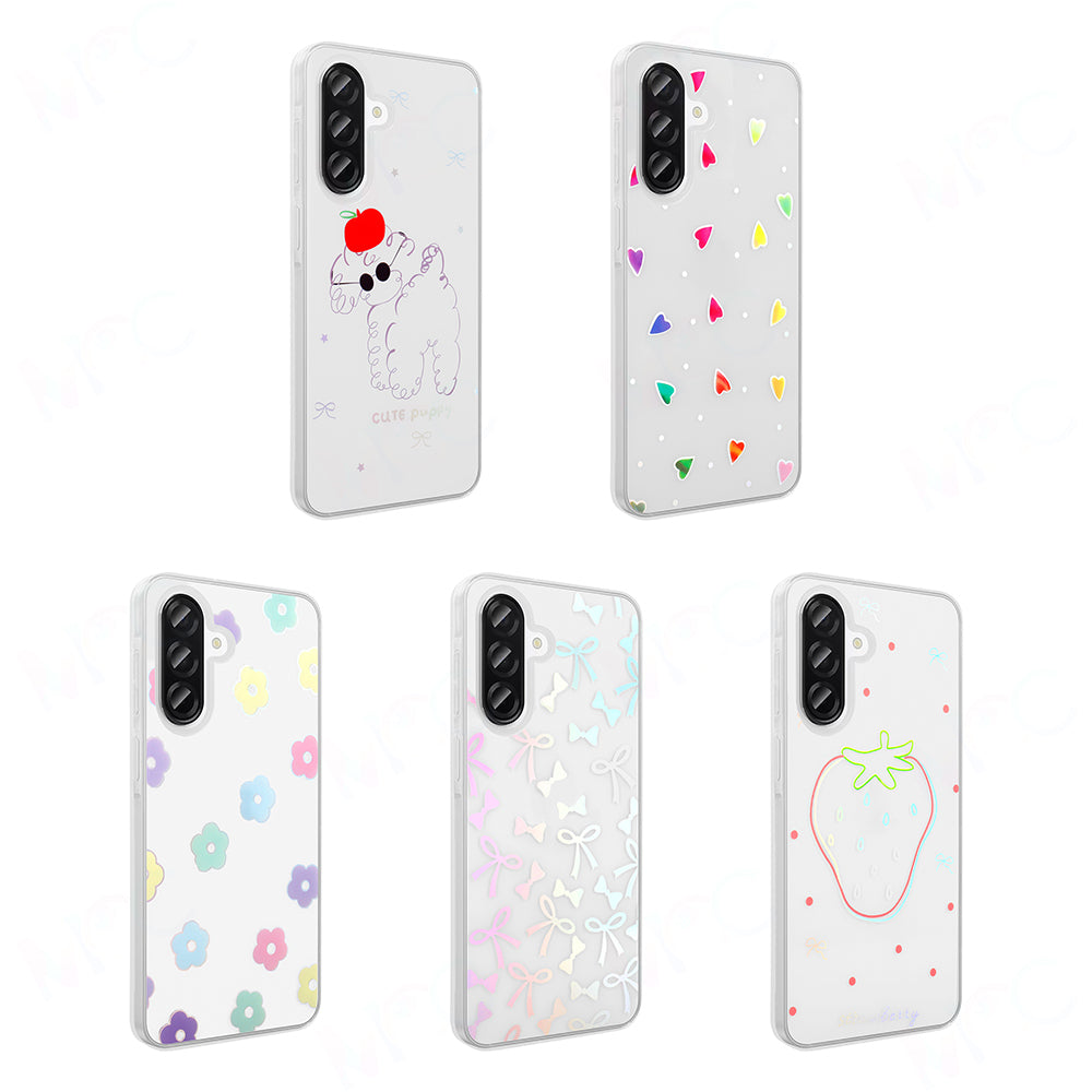 Galaxy A56 Kılıf Şeffaf Figürlü Zore Folk Sert Kapak Çilek