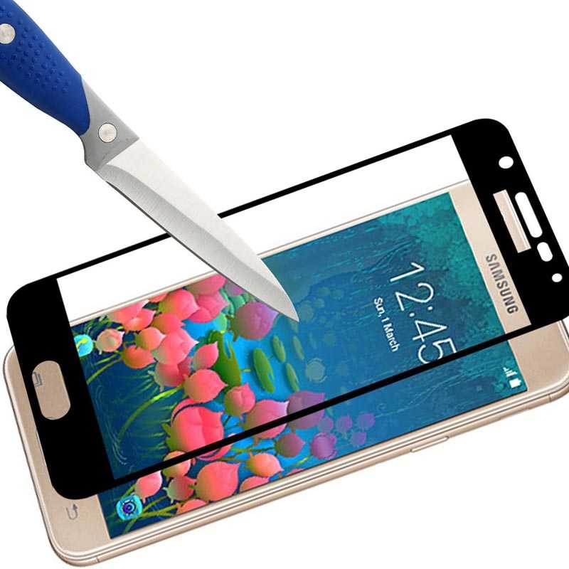 Galaxy A7 2017 Zore Kenarları Kırılmaya Dayanıklı Cam Ekran Koruyucu Siyah