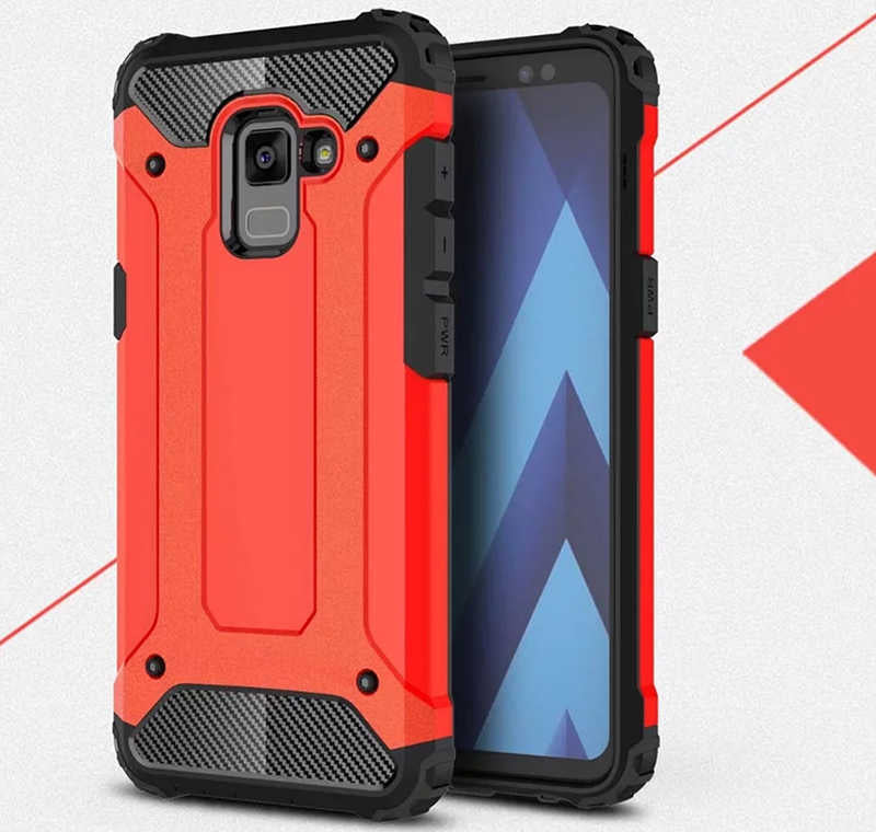 Galaxy A8 Plus 2018 Kılıf Zore Crash Silikon Kapak Kırmızı