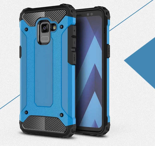 Galaxy A8 Plus 2018 Kılıf Zore Crash Silikon Kapak Mavi