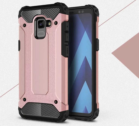 Galaxy A8 Plus 2018 Kılıf Zore Crash Silikon Kapak Rose Gold