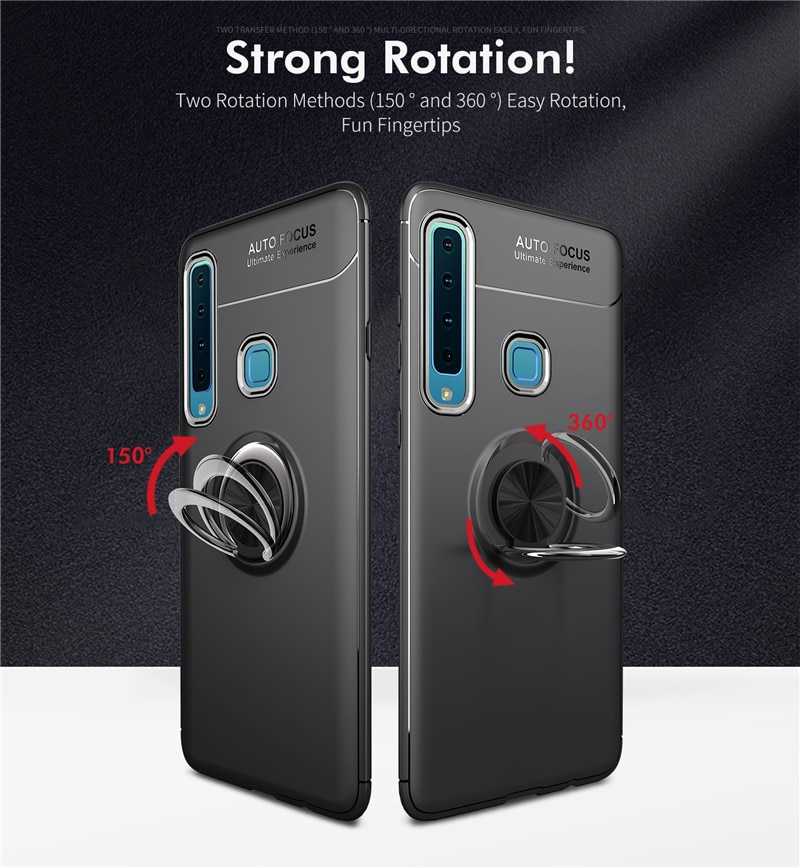 Galaxy A9 2018 Kılıf Zore Ravel Silikon Kapak Siyah-Mavi