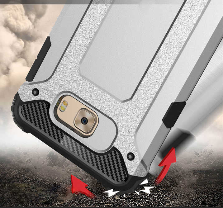 Galaxy C5 Kılıf Zore Crash Silikon Kapak Gold