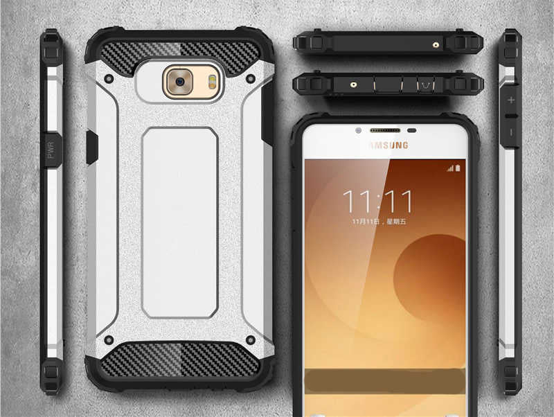 Galaxy C7 Kılıf Zore Crash Silikon Kapak Gri