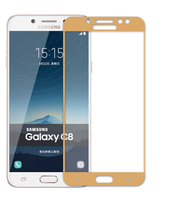 Galaxy C8 Zore Ekranı Tam Kaplayan Düz Cam Koruyucu Beyaz