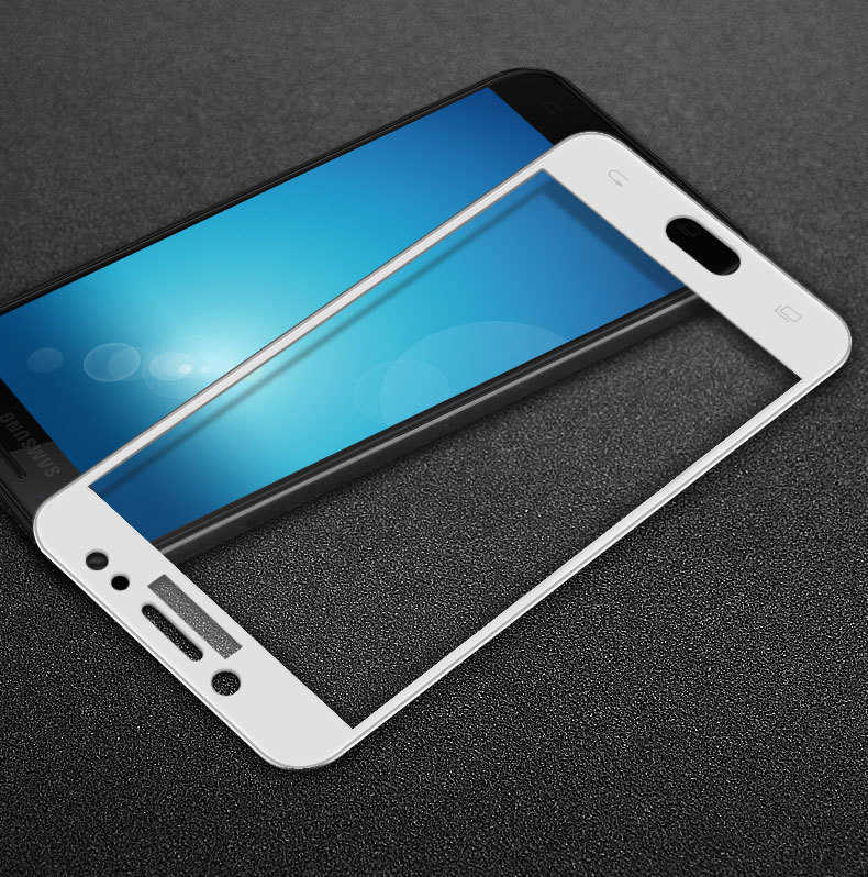 Galaxy C8 Zore Ekranı Tam Kaplayan Düz Cam Koruyucu Beyaz