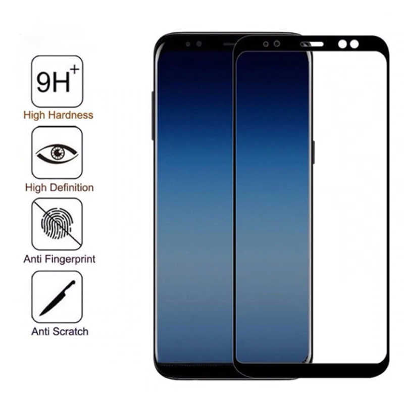 Galaxy J4 Plus Zore Kenarları Kırılmaya Dayanıklı Cam Ekran Koruyucu Siyah