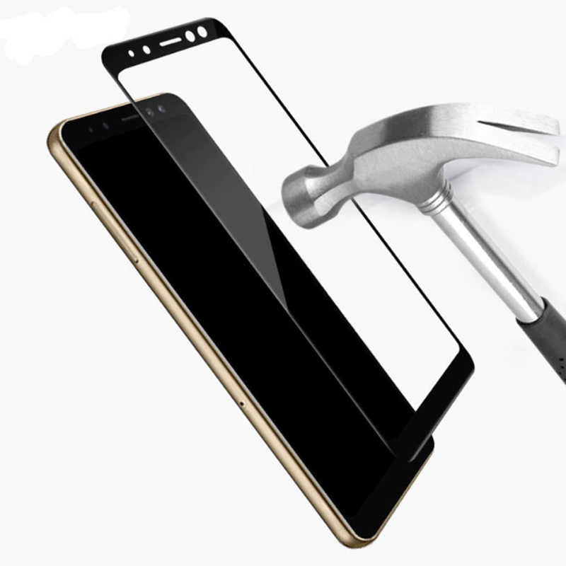 Galaxy J4 Plus Zore Kenarları Kırılmaya Dayanıklı Cam Ekran Koruyucu Siyah