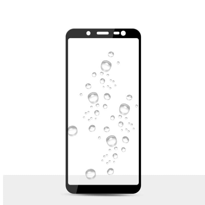 Galaxy J6 Zore Kenarları Kırılmaya Dayanıklı Cam Ekran Koruyucu Siyah