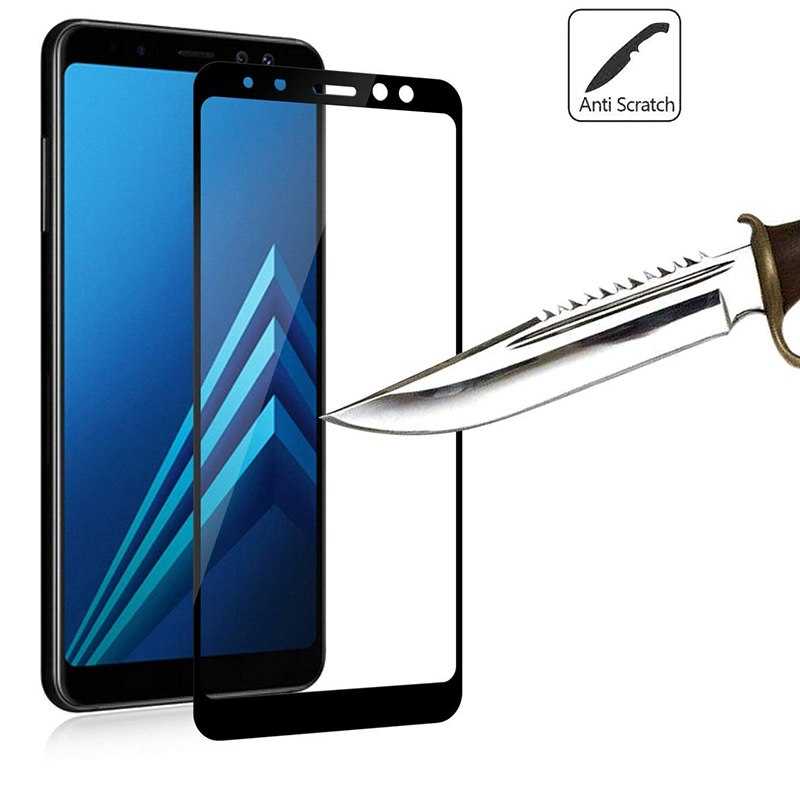 Galaxy J6 Plus Zore Kenarları Kırılmaya Dayanıklı Cam Ekran Koruyucu Siyah