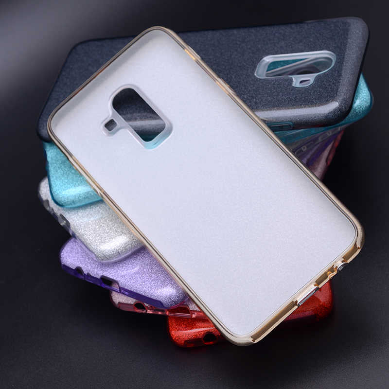 Galaxy J8 Kılıf Zore Shining Silikon Gold