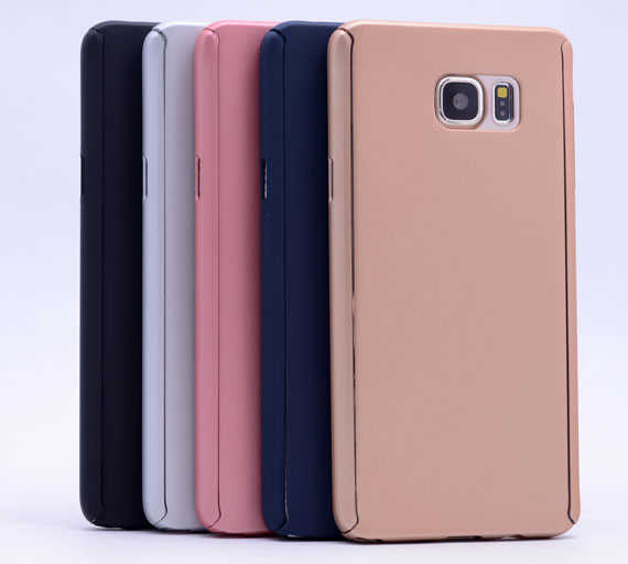 Galaxy Note 5 Kılıf Zore 360 3 Parçalı Rubber Kapak Gold