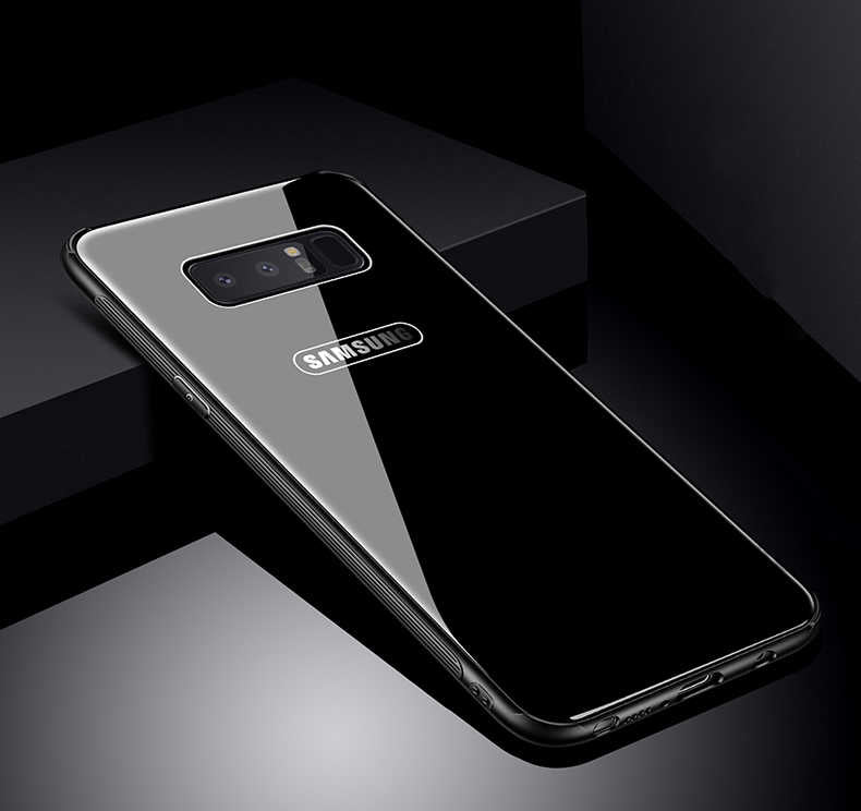 Galaxy Note 8 Kılıf Zore Düz Renkli Ebruli Cam Kapak Kırmızı