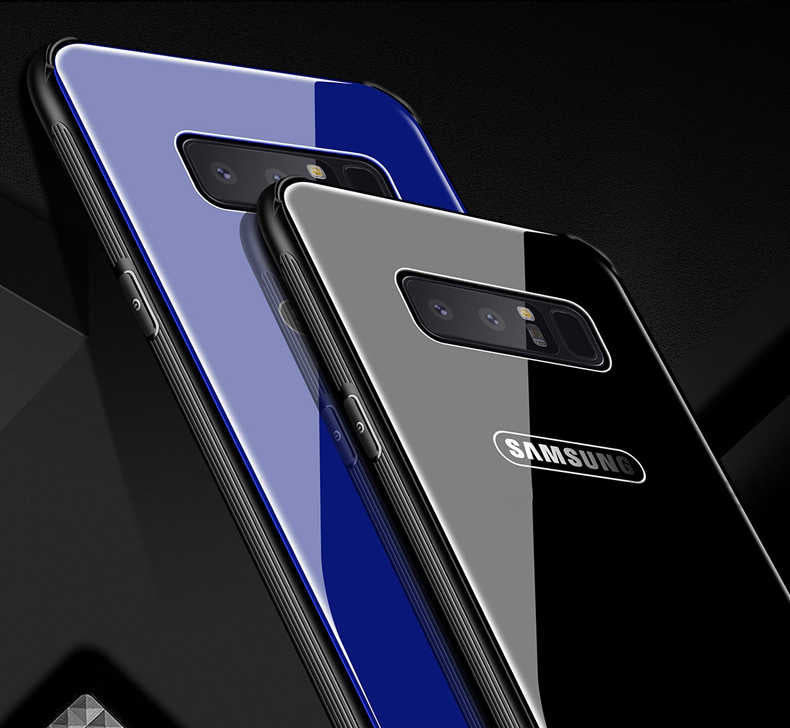 Galaxy Note 8 Kılıf Zore Düz Renkli Ebruli Cam Kapak Kırmızı