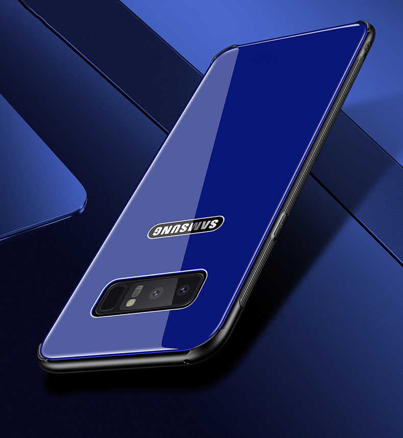 Galaxy Note 8 Kılıf Zore Düz Renkli Ebruli Cam Kapak Kırmızı