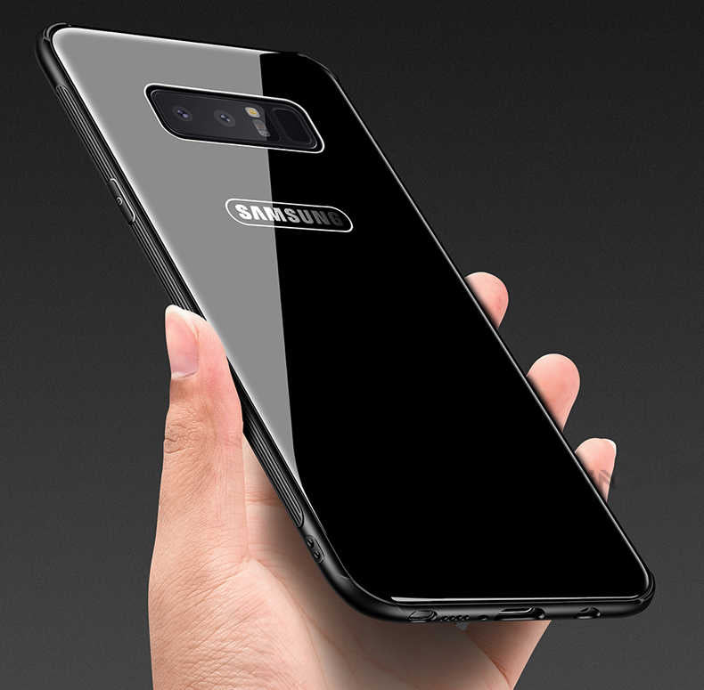 Galaxy Note 8 Kılıf Zore Düz Renkli Ebruli Cam Kapak Kırmızı