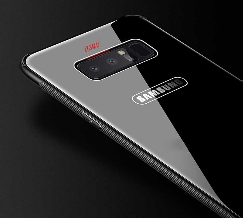 Galaxy Note 8 Kılıf Zore Düz Renkli Ebruli Cam Kapak Kırmızı