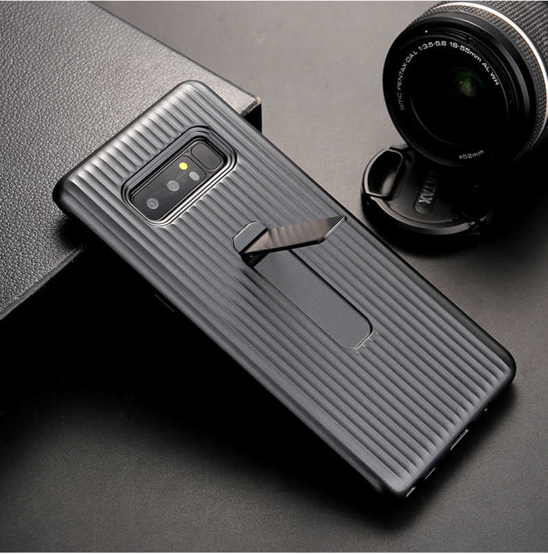 Galaxy Note 8 Kılıf Zore Wave Standlı Mıknatıslı Kapak Mürdüm