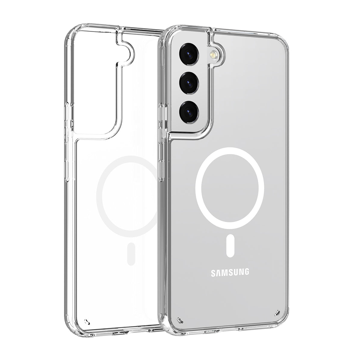 Galaxy S22 Plus Kılıf Magsafe Şarj Özellikli Şeffaf Sert PC Zore Embos Kapak Renksiz