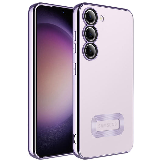 Galaxy S23 Plus Kılıf Kamera Korumalı Logo Gösteren Zore Omega Kapak Lila