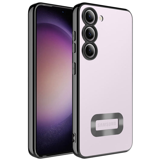 Galaxy S23 Plus Kılıf Kamera Korumalı Logo Gösteren Zore Omega Kapak Siyah