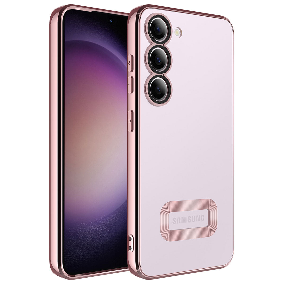 Galaxy S23 Plus Kılıf Kamera Korumalı Logo Gösteren Zore Omega Kapak Derin Mor