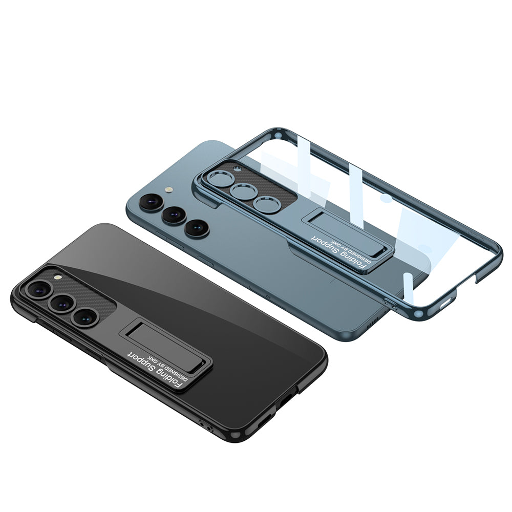 Galaxy S23 Plus Kılıf Kamera Korumalı Şeffaf Tasarımlı Zore Lego Standlı Kapak Mürdüm