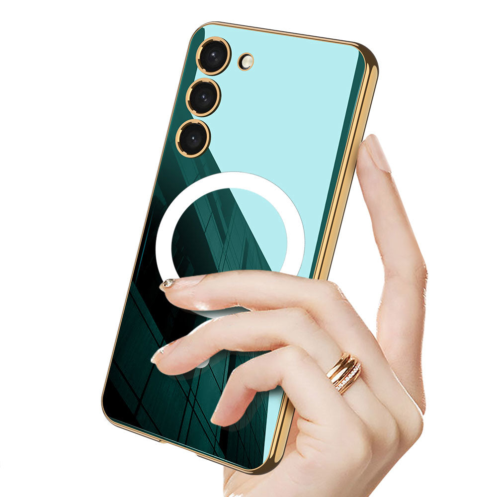 Galaxy S23 Plus Kılıf Wireless Şarj Özellikli Kenarları Elektroplating Kaplama Aynalı Zore Kent Kapak Koyu Kırmızı