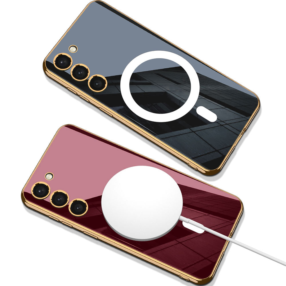 Galaxy S23 Plus Kılıf Wireless Şarj Özellikli Kenarları Elektroplating Kaplama Aynalı Zore Kent Kapak Yeşil