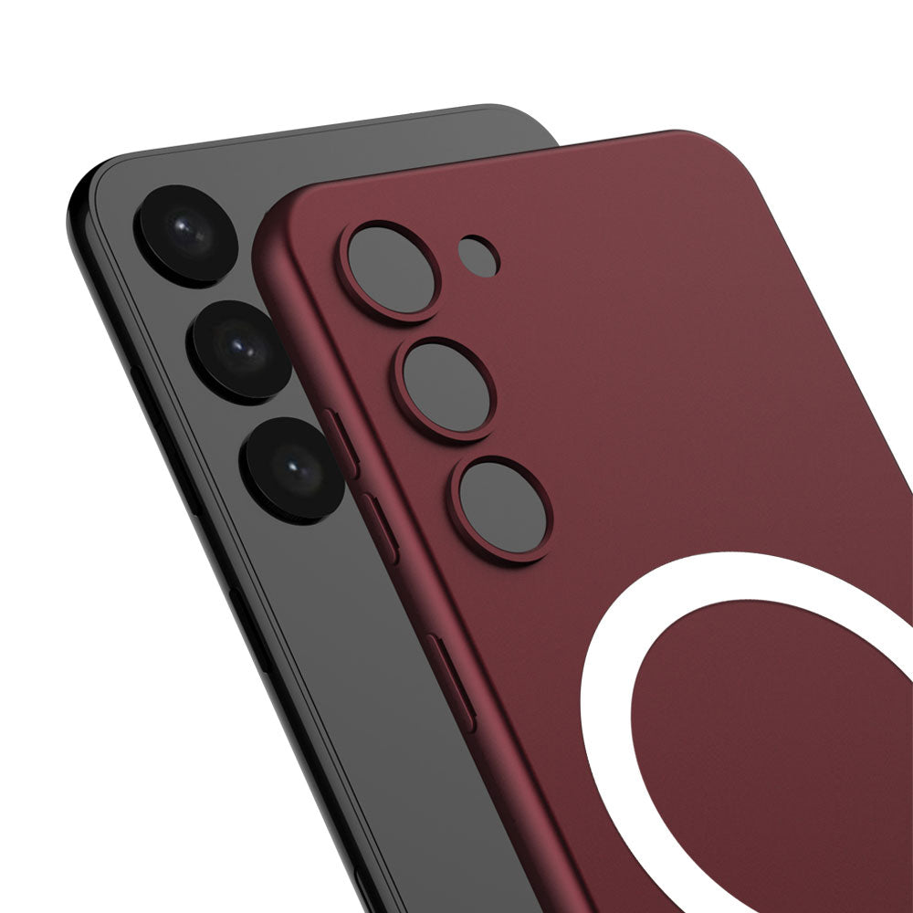 Galaxy S23 Plus Kılıf Wireless Şarj Özellikli Zore Kıpta Magsafe Silikon Kapak Koyu Kırmızı