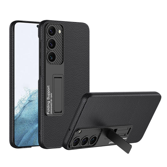 Galaxy S23 Plus Kılıf Zore Kıpta Standlı Kapak Siyah Litchi