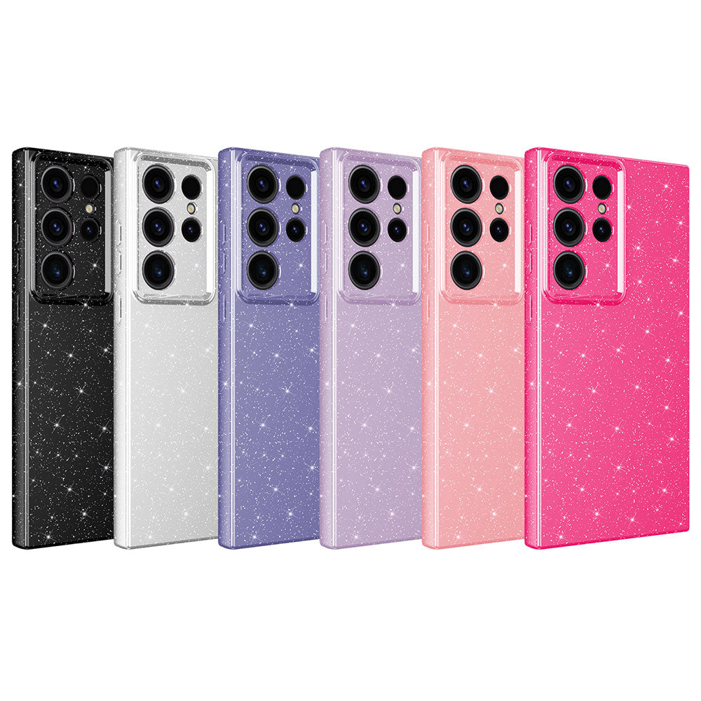 Galaxy S23 Ultra Kılıf Kamera Korumalı Simli Lüks Zore Koton Kapak Pembe Koyu