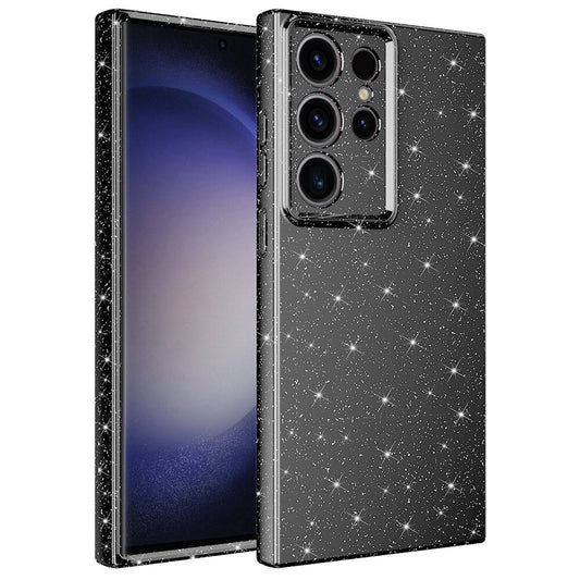 Galaxy S23 Ultra Kılıf Kamera Korumalı Simli Lüks Zore Koton Kapak Gri