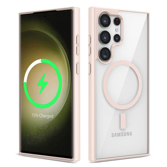 Galaxy S23 Ultra Kılıf Magsafe Wireless Şarj Özellikli Silikon Zore Ege Kapak Pembe